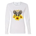 thumbnail image 2 of Elephant Sunflower Cute Love Animal Lover Womens Graphic Long Sleeve T-Shirt, White, Medium, 2 of 3