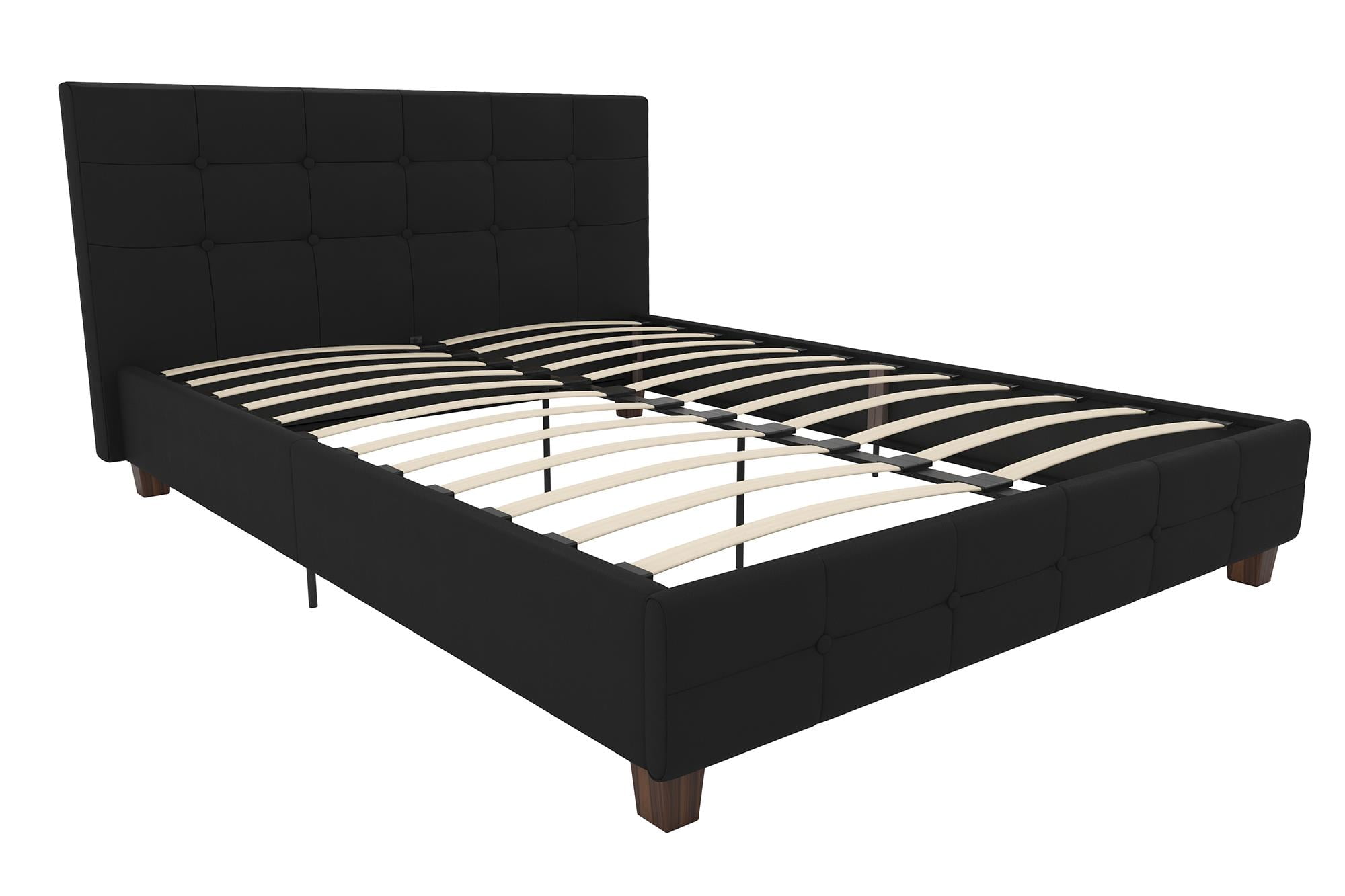 DHP Rose Tufted Upholstered Platform Bed Frame, Queen, Black Linen
