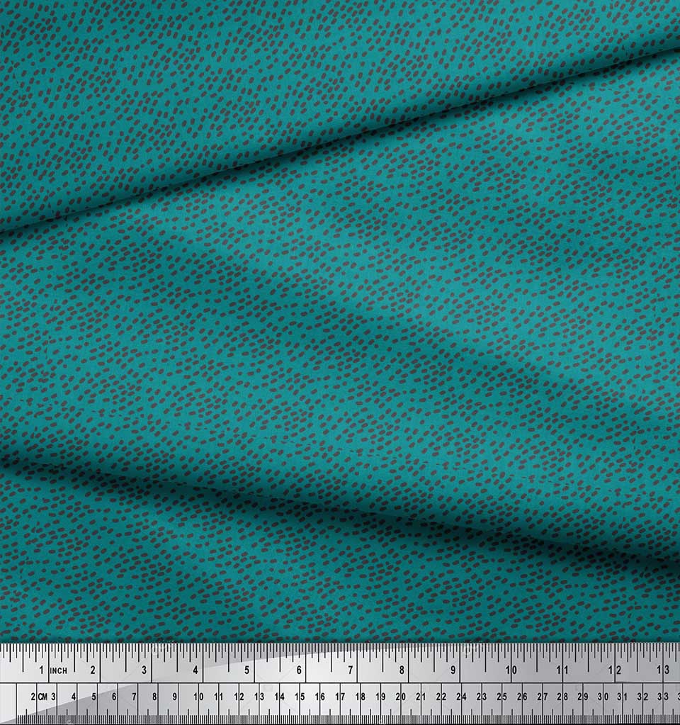 Soimoi Green Poly Georgette Fabric Brush Stroke & Dots Abstract Decor Fabric Printed Yard 42 Inch Wide