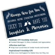 PAVILIA Best Friend Blanket, Friendship Gifts for Women Birthday Soul Sister Long Distance Bestie, Soft Cozy Sherpa Throw Blanket with Sentimental Thoughtful Quotes, BFF Stuff Gift Idea, Navy Blue