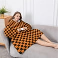 thumbnail image 5 of Oversized Wearable Blanket Hoodie,Orange and Black Checkered Pattern Sherpa Blanket Hoodie with Super Pockets,Super Warm Fuzzy Pullover for Women & Men, 5 of 6