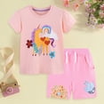 thumbnail image 2 of NIEWTR Toddler Baby Girl Clothes 12 18 24 Month 2T 3T Summer Outfit Strawberry Cowgirl Boots Graphic T-shirts Shorts Set(Pink,2-3 Years), 2 of 9