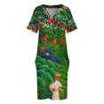 thumbnail image 3 of HENRI ROUSSEAU HD - Mujer caminando en un bosque exótico (Femme se promenant dans une forêt exotique) Vestido suelto con bolsillo, 3 of 6