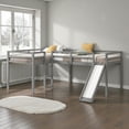 thumbnail image 3 of Tcbosik Twin Size Loft Bed with Slide, L-Shaped Bed Frame with Built-in Ladder and Full Length Guardrail, Wood Slats Support, Space Saving, Gray, 3 of 10
