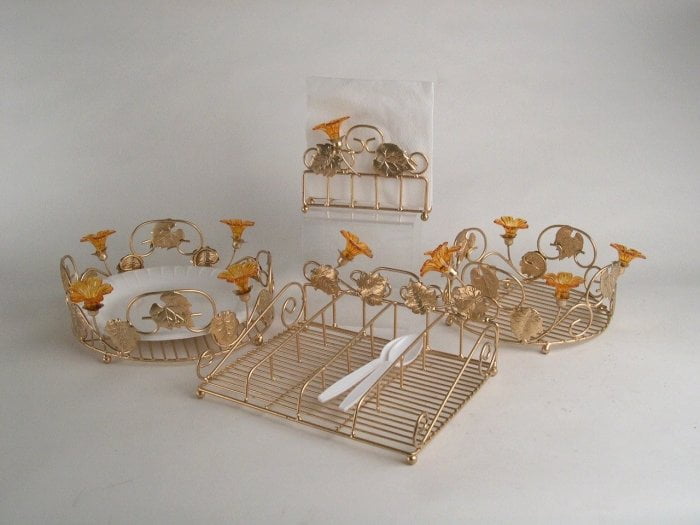 Decorative Buffet Serving Set Platter Plate Breakfast Gold Silverware