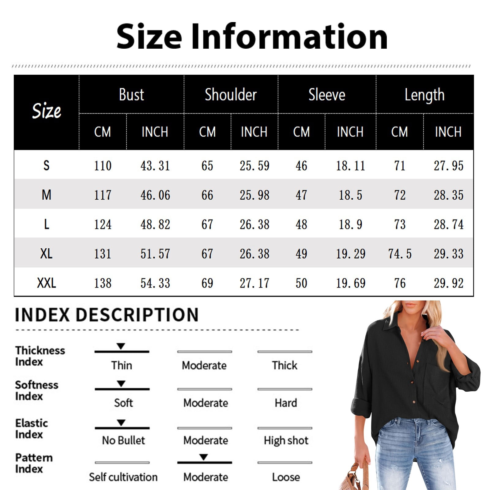 Mohiass Oversized Button Down Shirts for Women Cotton Linen Boyfriend Long Sleeve Work Blouses Tops Black XL