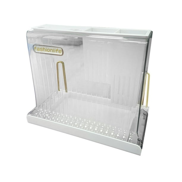 Soporte para utensilios de cocina, escurridor de cucharas con bandeja de drenaje. Claro