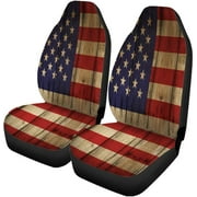 FMSHPON Set of 2 Car Seat Covers American Flag Universal Auto Front Seats Protector Fits for Car,SUV Sedan,Truck