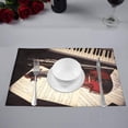 thumbnail image 2 of MKHERT Musical Instruments Violin and Piano with Music Notes Placemats Table Mats for Dining Room Kitchen Table Decoration 12x18 inch,Set of 6, 2 of 4