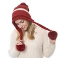 thumbnail image 5 of Women Winter Peruvian Cover Ears Beanie Hat, Ear Flaps Sherpa Ski Snow Hats, Knit Warm Pompom Hat, 5 of 5
