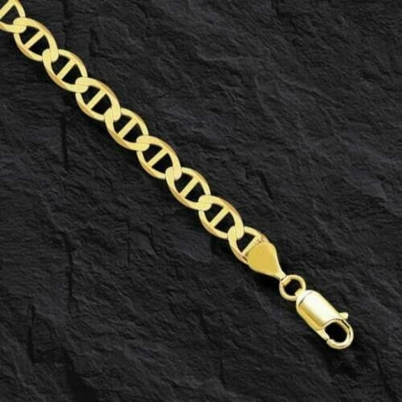 10K 20in Yellow Gold Diamond Cut/Textured Mariner Chain with Lobster Clasp, Approx 10g