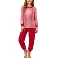thumbnail image 2 of Xdegoge Tween Girls Pajamas Sets 2 Piece Lounge Soft Long Sleeve Plaid Checkered Top and Jogger Pants Matching Set Comfy Daily Sleepwear Pjs, 2 of 6