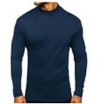 thumbnail image 3 of LNWUY Mens Mock Turtleneck T-Shirt Long Sleeve Solid Pullover Basic Designed Undershirt Stretch Soft Comfortable Breathable Top Navy M, 3 of 5