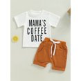 thumbnail image 2 of Sunloudy Ensemble d'Été 2 Pcs pour Garçon, Manches Courtes Col Rond Imprimé Lettres + Shorts Amples, 2 of 9