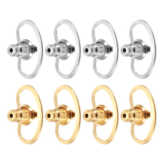 Uxcell Earring Backs Replacements, Large Metal Earring Support Lifter Backing with Butterfly Locking for Heavy Studs Droopy Ears Earlobe (Silver/Gold, Pack of 8)