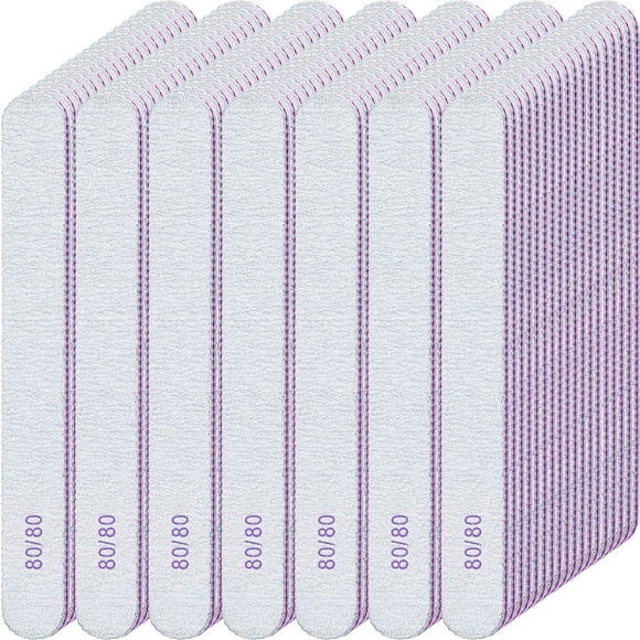 Limas de uñas Jutom, 200 unidades, láminas de lija de doble cara, grano 80/80