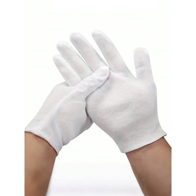 5 pares de guantes blancos para eccema manos secas Guantes de inspección de joyería suaves de grado SPA hidratantes con forro transpirable Guantes de tela elásticos ajustados para la mayoría de las