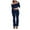 Dark Blue-1, variant on Dazajoo 2 Piece Sets for Women Long Sleeve Off Shoulder Crop Tops and Flared Leggings Lounge Set Yoga Sportswear Outfits,Red,L