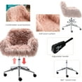 thumbnail image 4 of Wubio Fluffy Office Desk Chair, Faux Fur Modern Swivel Armchair with Wheels, Soft Comfy Fuzzy Elegant Accent Makeup Vanity Chairs for Women Girls, Home Living Dressing Room Bedroom, Pink, 4 of 9