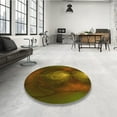 thumbnail image 3 of Ahgly Company Indoor Round Patterned Dark Yellow Green Area Rugs, 5' Round, 3 of 6