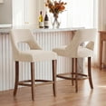 thumbnail image 3 of Bar Stools Set of 2, Upholstered Counter Height Bar Stools, Modern Counter Stools with Wood Legs for Kitchen Island Dining Room Bar, Beige, 3 of 8