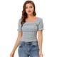 thumbnail image 1 of Allegra K Tops Cortos Florales De Manga Corta Con Parte Delantera Fruncida Para Mujer Azul L, 1 of 5