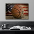 thumbnail image 3 of wall26 Canvas Print Wall Art Retro Basketball Close Up on Wood Panels Sports Athletes Photography Modern Art Contemporary Scenic Urban Multicolor for Living Room, Bedroom, Office - 12"x18", 3 of 6