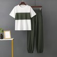 thumbnail image 2 of SnZhen Two Piece Sets for Women Summer Women's Stylish Casual Suit Round Neck Short-sleeved Wide-leg Pants Two-piece Set, 2 of 6