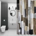thumbnail image 4 of Abstract Color Block Shower Curtain for Bathroom Decor, Brown White Geometric Modern Art Waterproof Fabric Shower Curtain, 48"x72" Set with 12 Hooks, 4 of 9