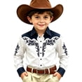 thumbnail image 4 of VOUZZA Boys 3D Western Cowboy Shirt Classic Rodeo Frontier Theme Printed Long Sleeve Button Down Collared Casual Blouse for Kids Ages 4-13, 4 of 4