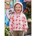 thumbnail image 6 of RUINIXCW Toddler Baby Girl Fall Jacket with Pockets Casual Strawberry Bow Floral Print Zip Up Hooded Long Sleeve Coat, 6 of 8