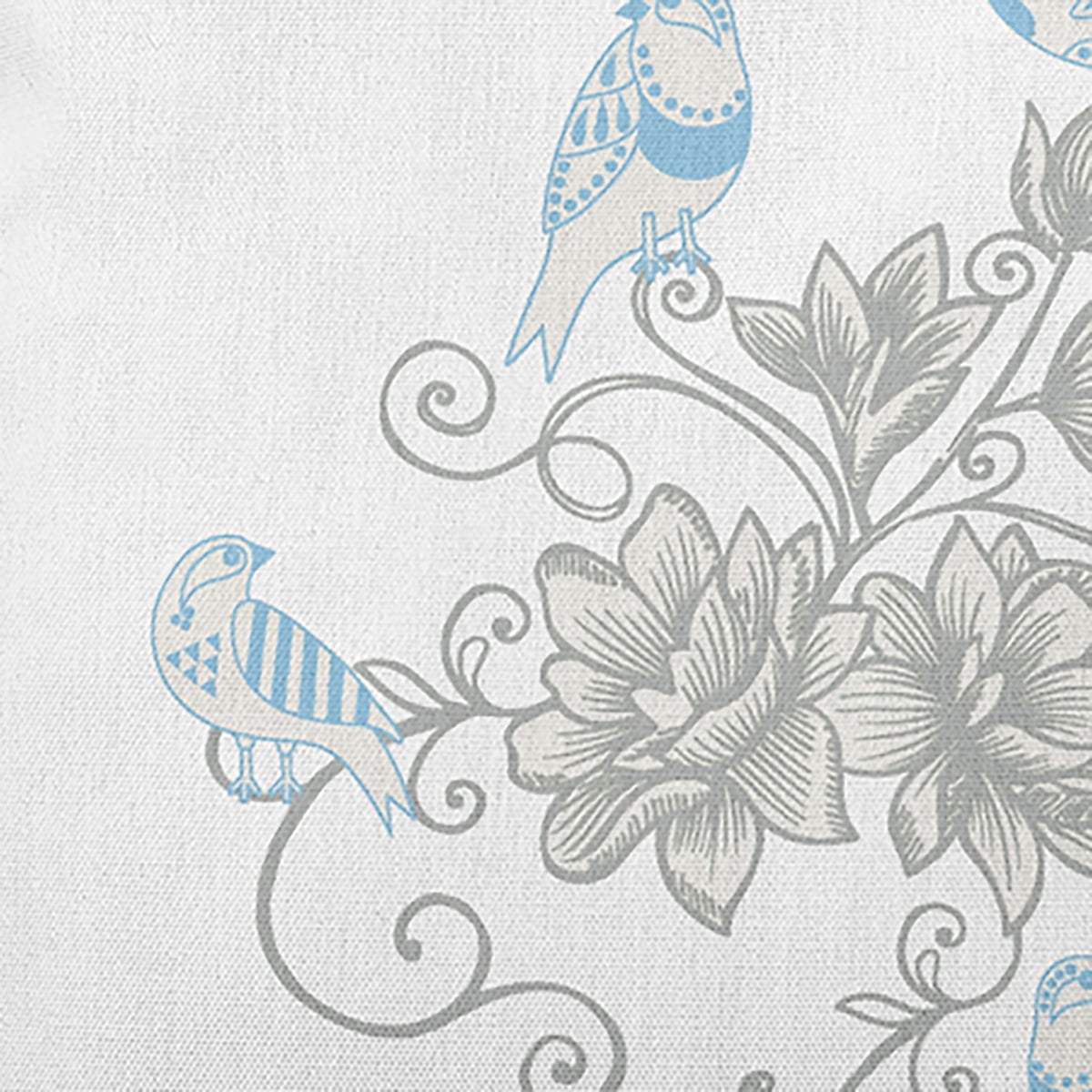 20" x 20" Simply Daisy Birds And Flowers Polyester Accent Pillow, Carolina Blue Qty 1