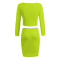 thumbnail image 5 of Jalioing 2 Piece Skirt Sets for Women Tight Set off Shoulder Long Sleeve Crop Top with Button Mini Skirts, 5 of 5