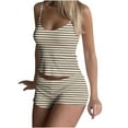 thumbnail image 3 of Wiyuqeen Pajamas for Women Set Two Piece Sleeveless Crop Top and Shorts Cute Striped Print Lounge Cami Pj Set Sleepwear Loungewear, 3 of 9