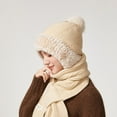 thumbnail image 4 of Bibifish One Piece Scarf Hats For Women Knitted Scarf Hats Winter Thermal Hats Comfy Windproof Cold Weather Outdoor Activities Scarf Hats, 4 of 5