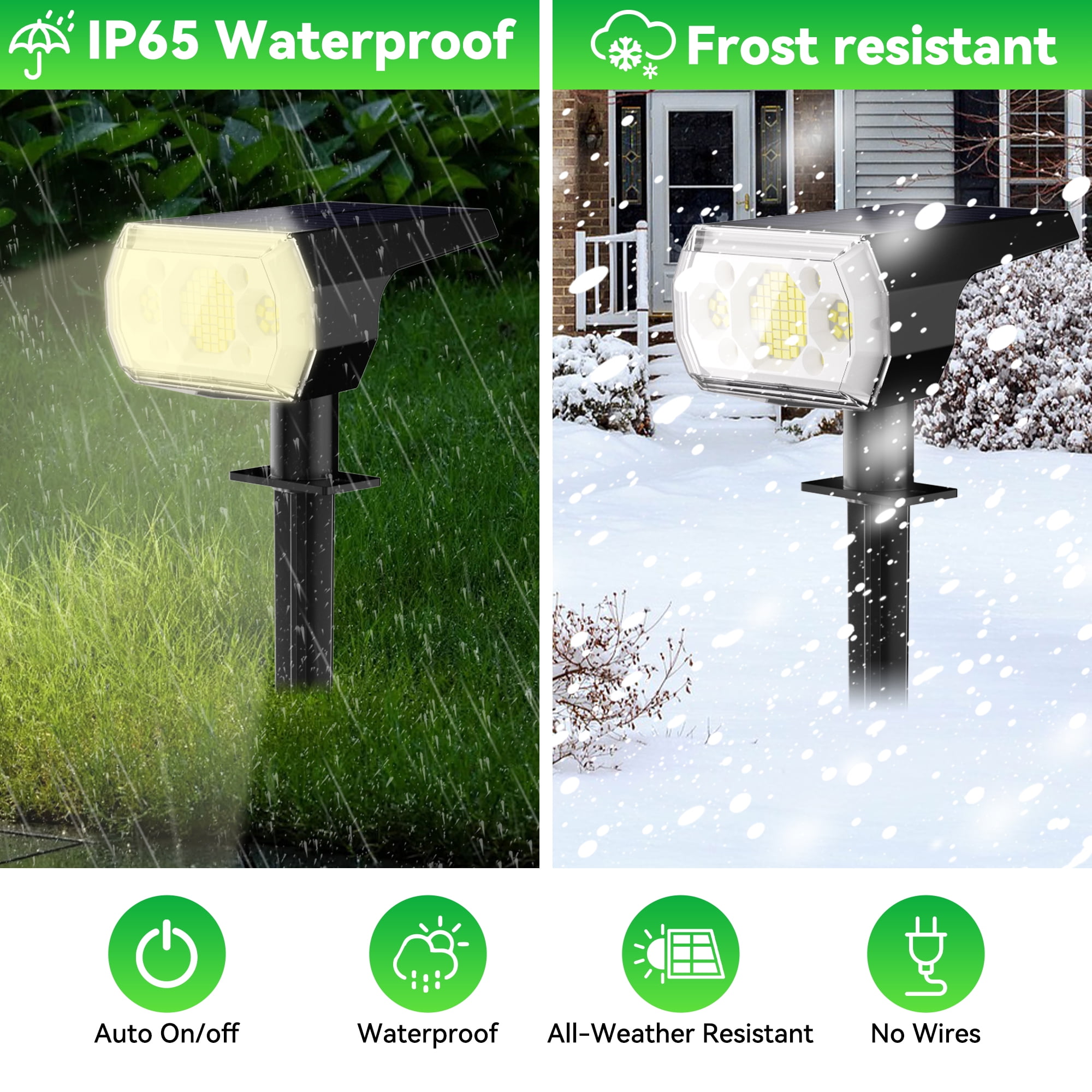 DAYBETTER Solar Lights Outdoor, IP65 Waterproof 64LEDs Dual-purpose Lights, Solar Spot Lights with 3 Brightness Modes for Garden Yard Patio Pool Driveway Walkway (6pack-Warm White)
