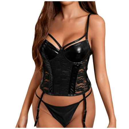 Plus Size Bras for Women Women Sexy Steel Ring Leather Pajamas Sexy Underwear Sexy Lingerie Sexy Black Lingerie Red Lace Bra