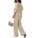 thumbnail image 5 of SAYOO Traje de 2 piezas para mujeres, camisa de manga larga con solapa + traje de pantalones anchos SAYOO moda, 5 of 7