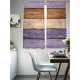 thumbnail image 4 of Farmhouse Purple Brown Sheer Curtains 72 Inch Length 2 Panels Set, Vintage Wooden Striped Voile Window Treatment Rod Pocket Curtains Sheers Drapes for Bedroom/Living Room/Kitchen 52"x72"x2, 4 of 7