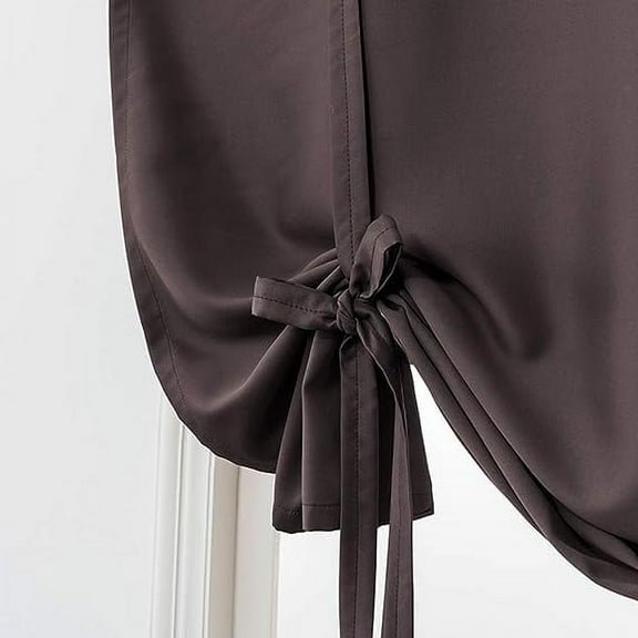 XmhyTop Blackout Tie Up Curtain Thermal Insulated Window Adjustable Balloon Curtain Shade for Small Window Rod Pocket (39" x 55", Chocolate)