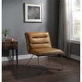 thumbnail image 3 of ACME Balrog Top Grain Leather Armless Accent Chair in Saddle Brown, 3 of 7