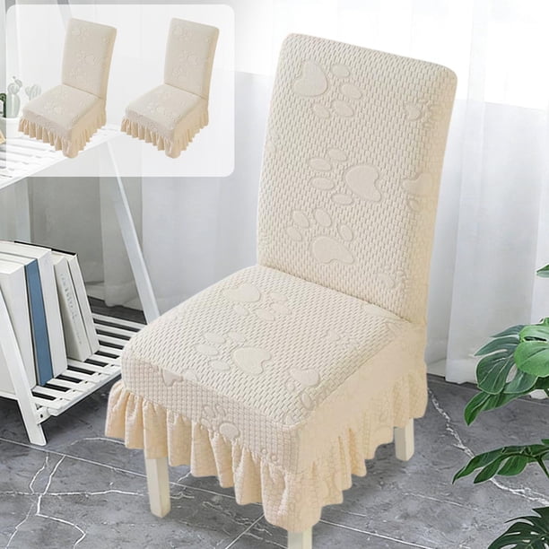 Fundas elásticas para sillas de comedor con estampado de pata de gato | Pack de 2 fundas de franela jacquard elástica para asiento y respaldo | Fundas lavables para sillas para todo tipo de clima,