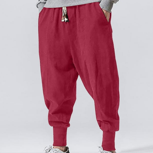 Pantalones largos para hombre, moda de verano, lisos, informales, con cintura elástica y bolsillos