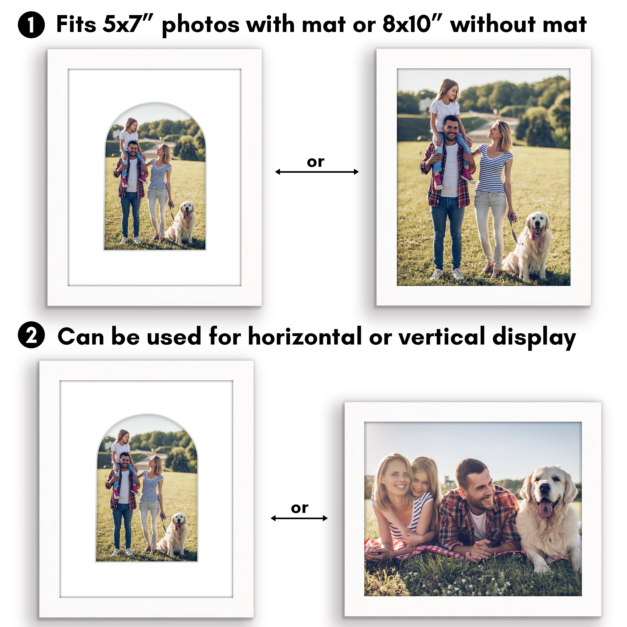 Americanflat 8" x 10" Picture Frame with Arch-Shaped Mat - White