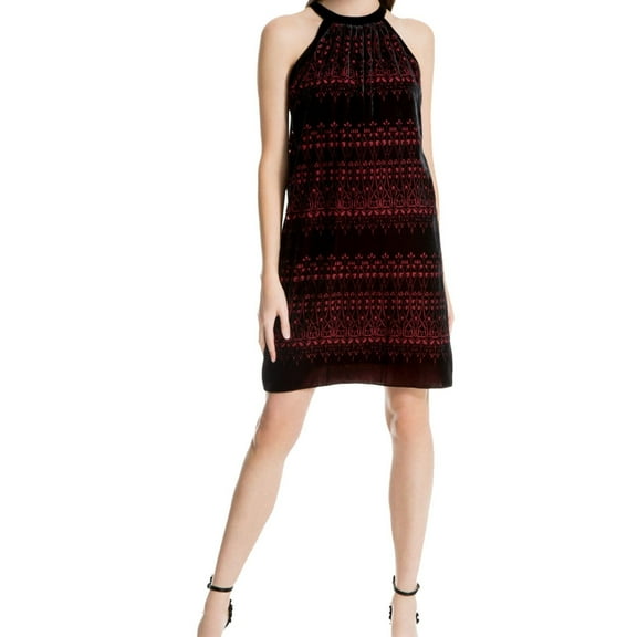 Max Studio London Womens Printed Velvet A-Line Dress