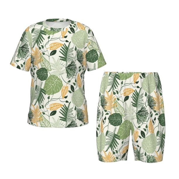 Fotbe Hawaiian Style Pijama Estampada de 2 Piezas para Niños – Ropa de Dormir de Manga Corta Cómoda para Niños y Niñas, Camiseta y Shorts de Algodón-3X-Large