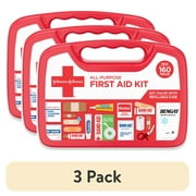 (3 pack) Johnson & Johnson All-Purpose Portable Compact First Aid Kit, 160 pc
