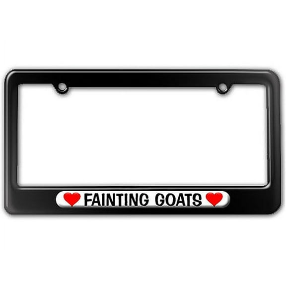 Fainting Goats Love with Hearts License Plate Frame