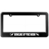 Wolf Howling At The Moon License Plate Tag Frame, Multiple Colors