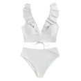 thumbnail image 1 of Trajes de baño para mujer, Trajes de baño para mujer Moda Mujer Color liso Casual Hoja Sin espalda Abertura Cintura alta Bikinis Conjuntos de traje de baño para mujer Traje de baño, 1 of 5